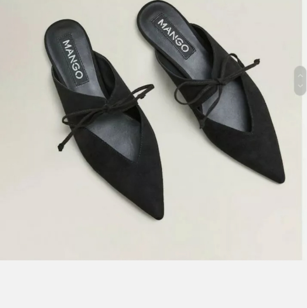 MANGO BOW Leather Flats